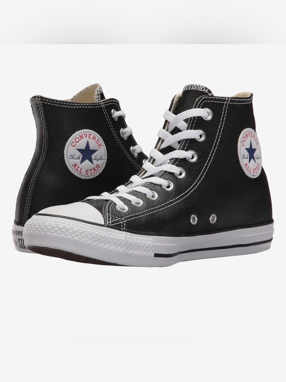 Chuck Taylor All Star LEATHER Converse High Top Sneakers in Black and White